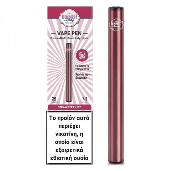 Disposable Vapes - Dinner Lady Strawberry Ice Disposable Vape Pen 20mg 1.5ml