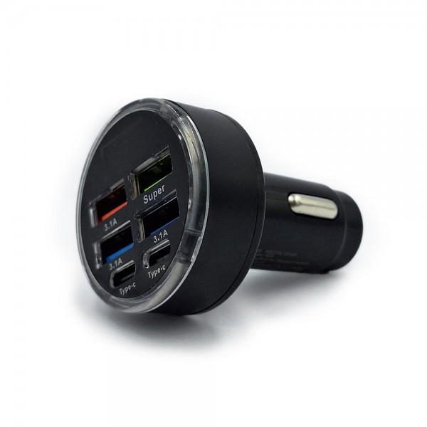 Φορτιστές - Φορτιστής Αυτοκινήτου 6 Θυρών USB & Type-C