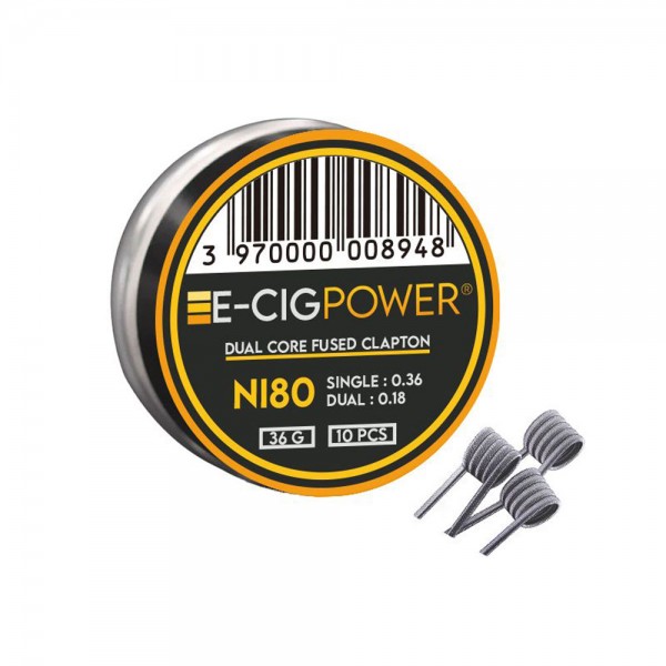 Σύρματα και Βαμβάκια - E-Cig Power Ni80 Dual Core Fused Clapton 10 Coils