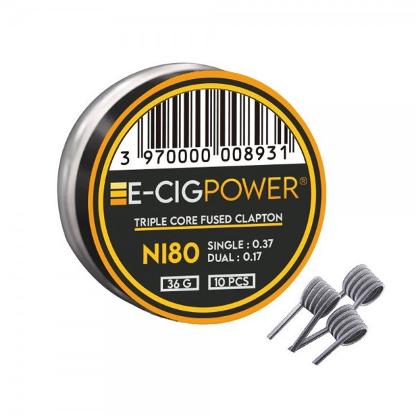 Σύρματα και Βαμβάκια - E-Cig Power Ni80 Triple Core Fused Clapton 10 Coils