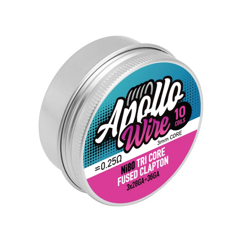 Apollo Ni80 Tri Core Fused Clapton 0.25 Ohm 10 Coils - APOLLO WIRE Brand - Wires & Coils