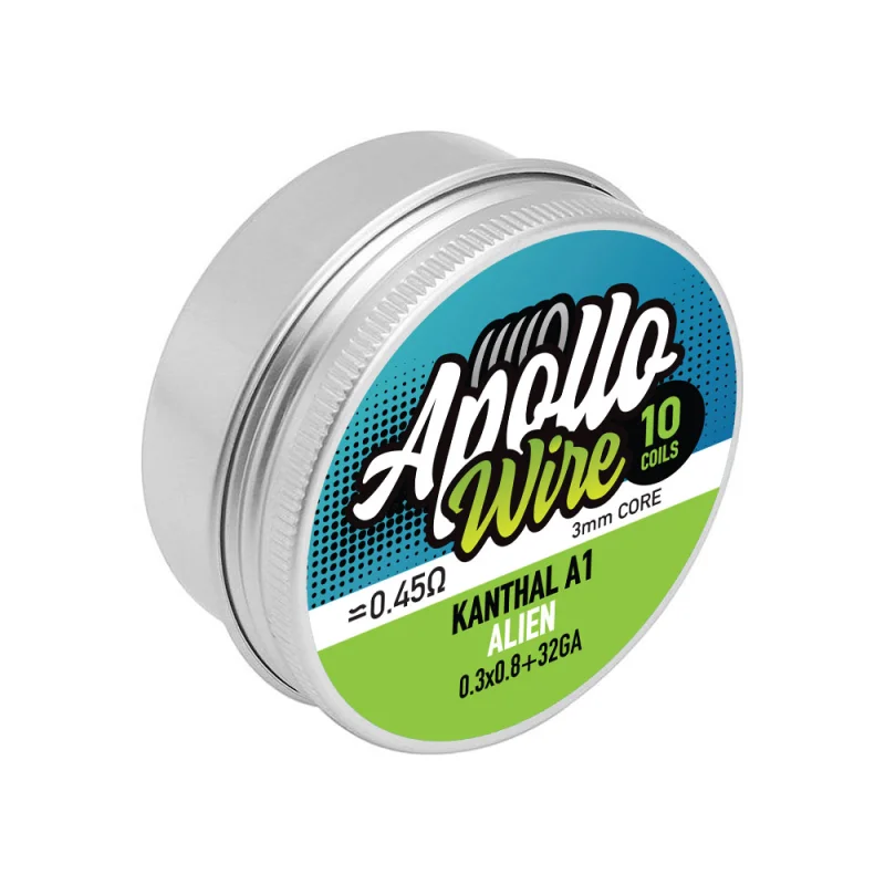 Apollo Kanthal A1 Alien 0.3X0.8+32Ga / 0.45 Ohm / 10 Coils - APOLLO WIRE Brand - Wires & Coils