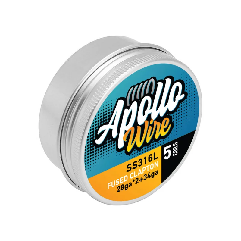 Apollo SS 316L Fused Clapton 2X28Ga+34Ga / 0.40 Ohm / 5 Coils 5pcs