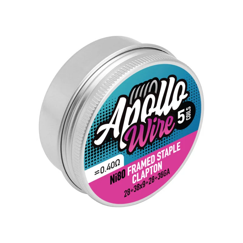 Apollo Ni80 Frame Staple Clapton 28+9X38+28+36Ga / 0.4 Ohm / 5 Coils 5pcs
