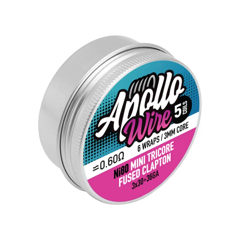 Apollo Ni80 Tri Core Fused Clapton 3X30Ga+36Ga / 0.6 Ohm / 5 Coils 5pcs