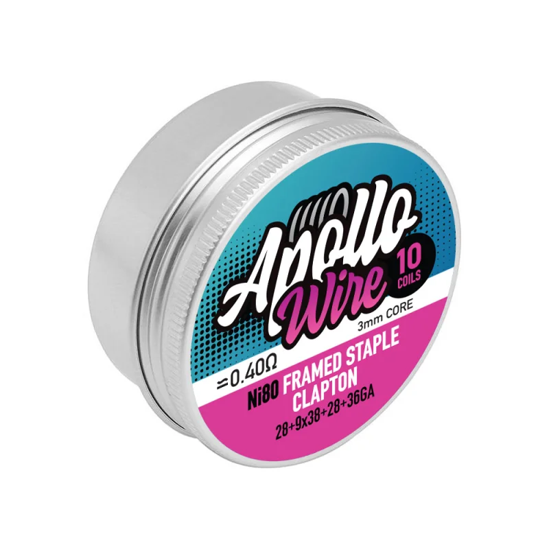 Apollo Ni80 Frame Staple Clapton 28+9X38+28+36Ga / 0.4 Ohm / 10 Coils 10pcs