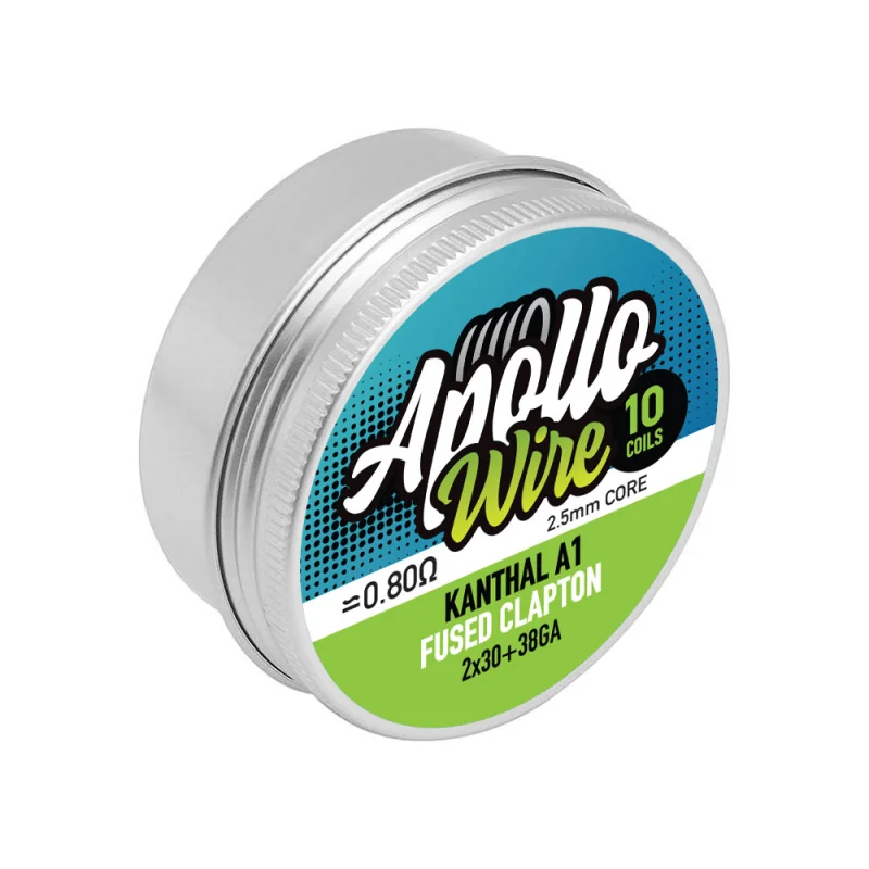 Apollo Kanthal A1 Fused Clapton 2X30+38Ga / 0.8 Ohm / 10 Coils 10pcs