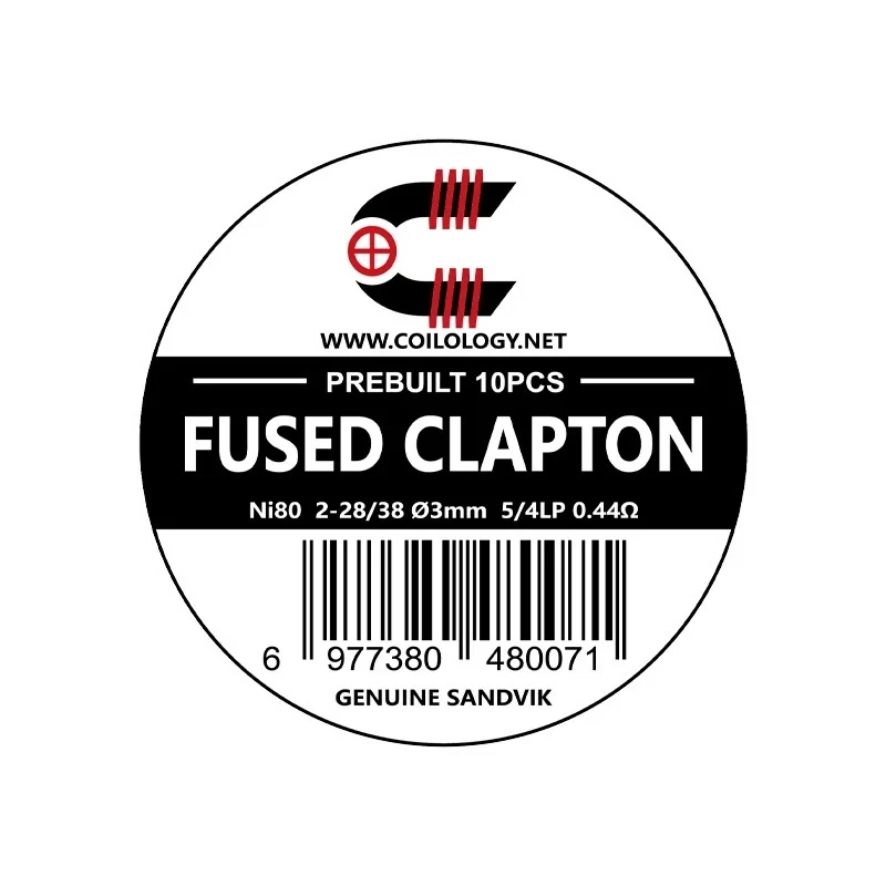 Coilology Fused Clapton Sandvik Ni80 2-28/38 3mm 5/4Lp 0.44 Ohm 10pcs