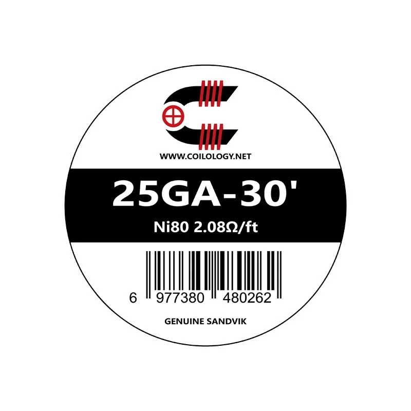 Coilology Sandvik Ni80 25GA-30' 2.08Ohm/Ft