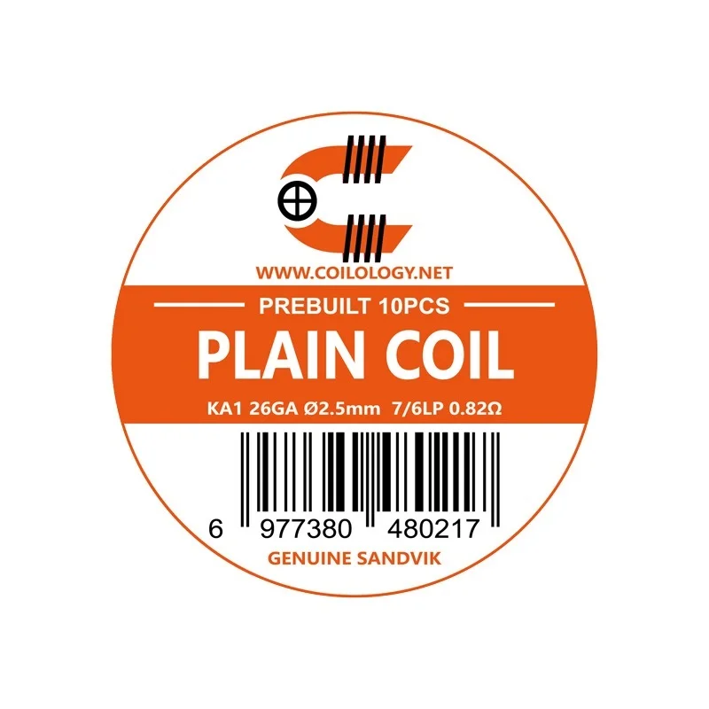 Coilology Plain Coil Sandvik Kanthal 26GA 2.5mm 7/6Lp 0.82 Ohm 10pcs