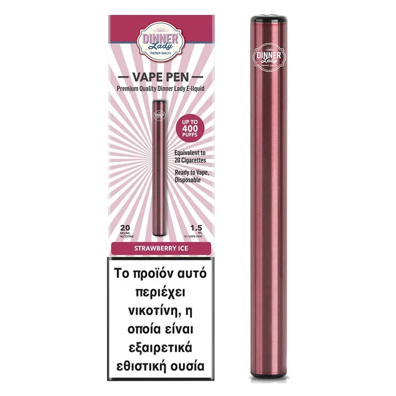 Dinner Lady Strawberry Ice Vape Pen 1.5ml 20mg - DINNER LADY Brand - Disposable Vapes