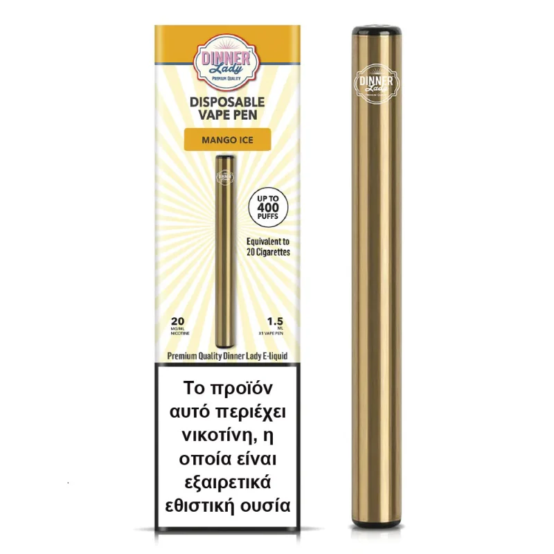 Dinner Lady Mango Ice Vape Pen 1.5ml 20mg - DINNER LADY Brand - Disposable Vapes