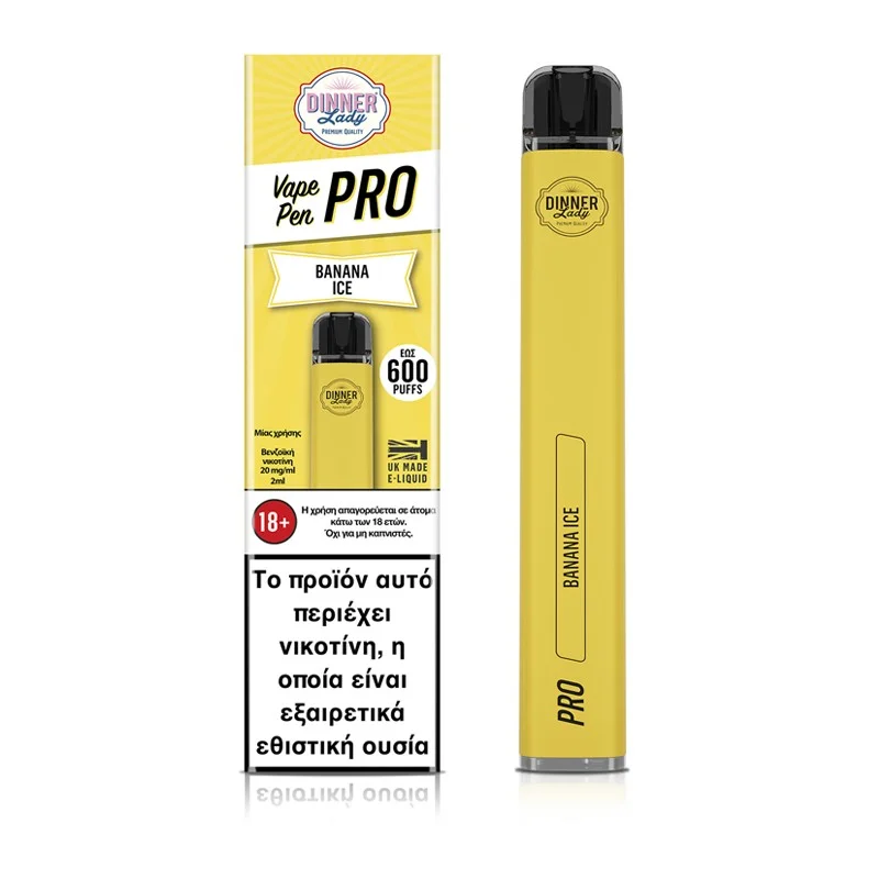 Dinner Lady Vape Pen Pro Banana Ice 2ml 20mg - DINNER LADY Brand - Disposable Vapes