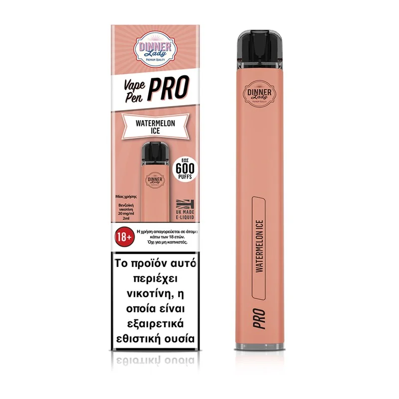 Dinner Lady Vape Pen Pro Watermelon Ice 2ml 20mg - DINNER LADY Brand - Disposable Vapes