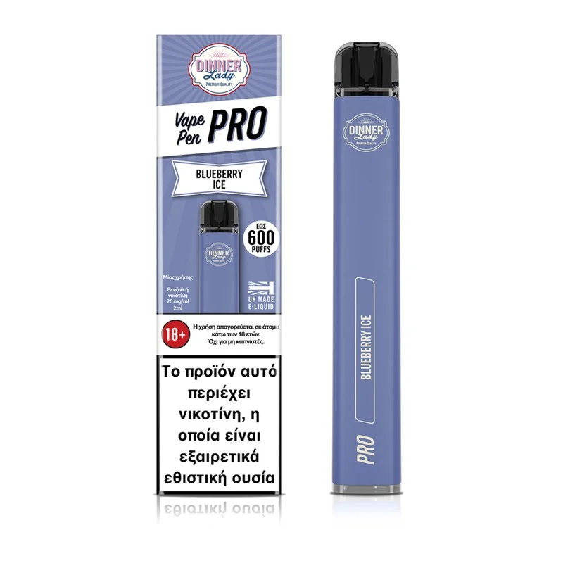 Dinner Lady Vape Pen Pro Blueberry Ice 2ml 20mg - DINNER LADY Brand - Disposable Vapes