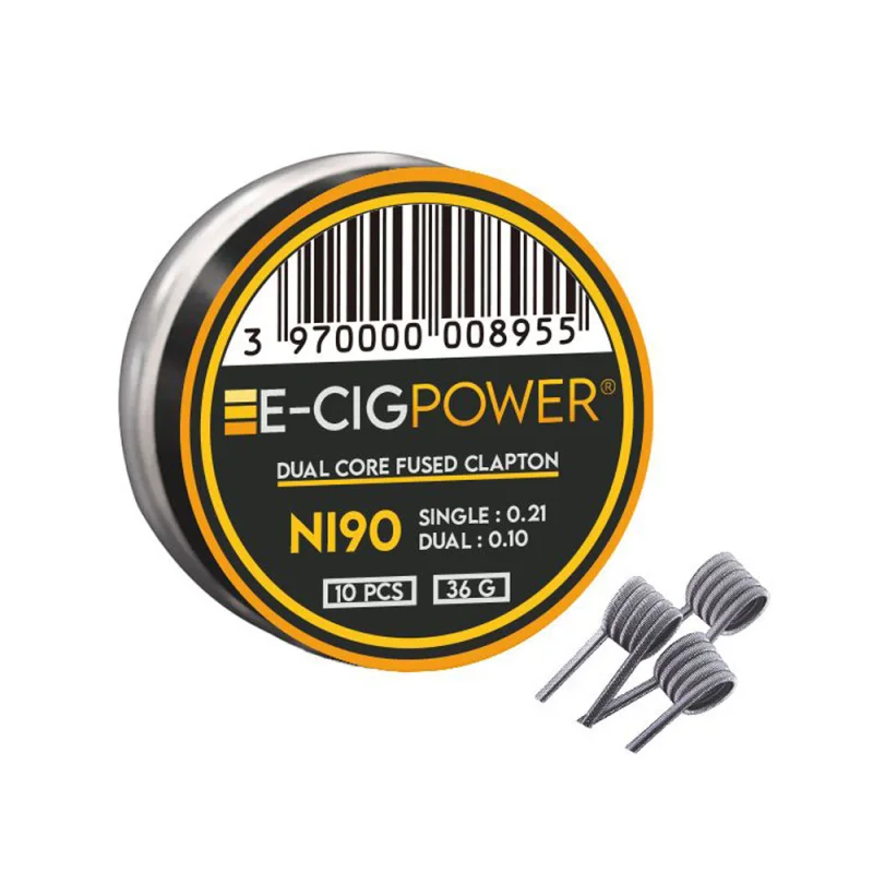 E-Cig Power Ni90 Dual Core Fused Clapton 10 Coils 10pcs
