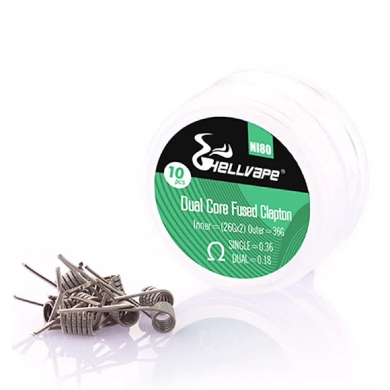 Hellvape Ni80 Dual Core Fused Claptons Coils Pre-built 10pcs - 0.36 Ohm