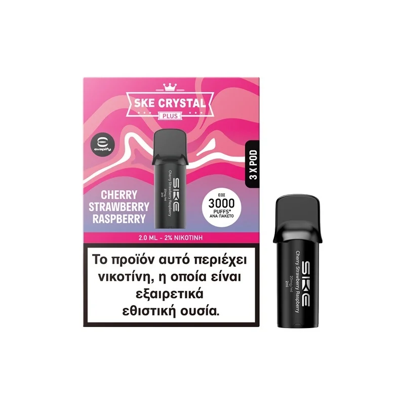 Ske Crystal Plus Pod Cherry Strawberry Raspberry 20mg 2ml 3pcs