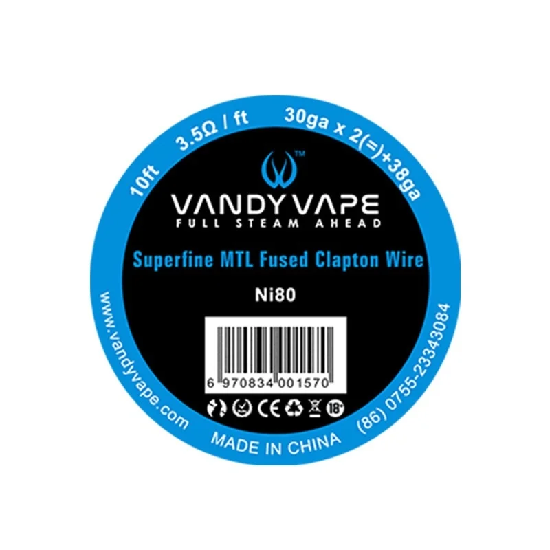 Vandy Vape Superfine MTL Fused Clapton Wires Ni80 30Ga*2+38Ga - VANDY VAPE Brand - Wires & Coils